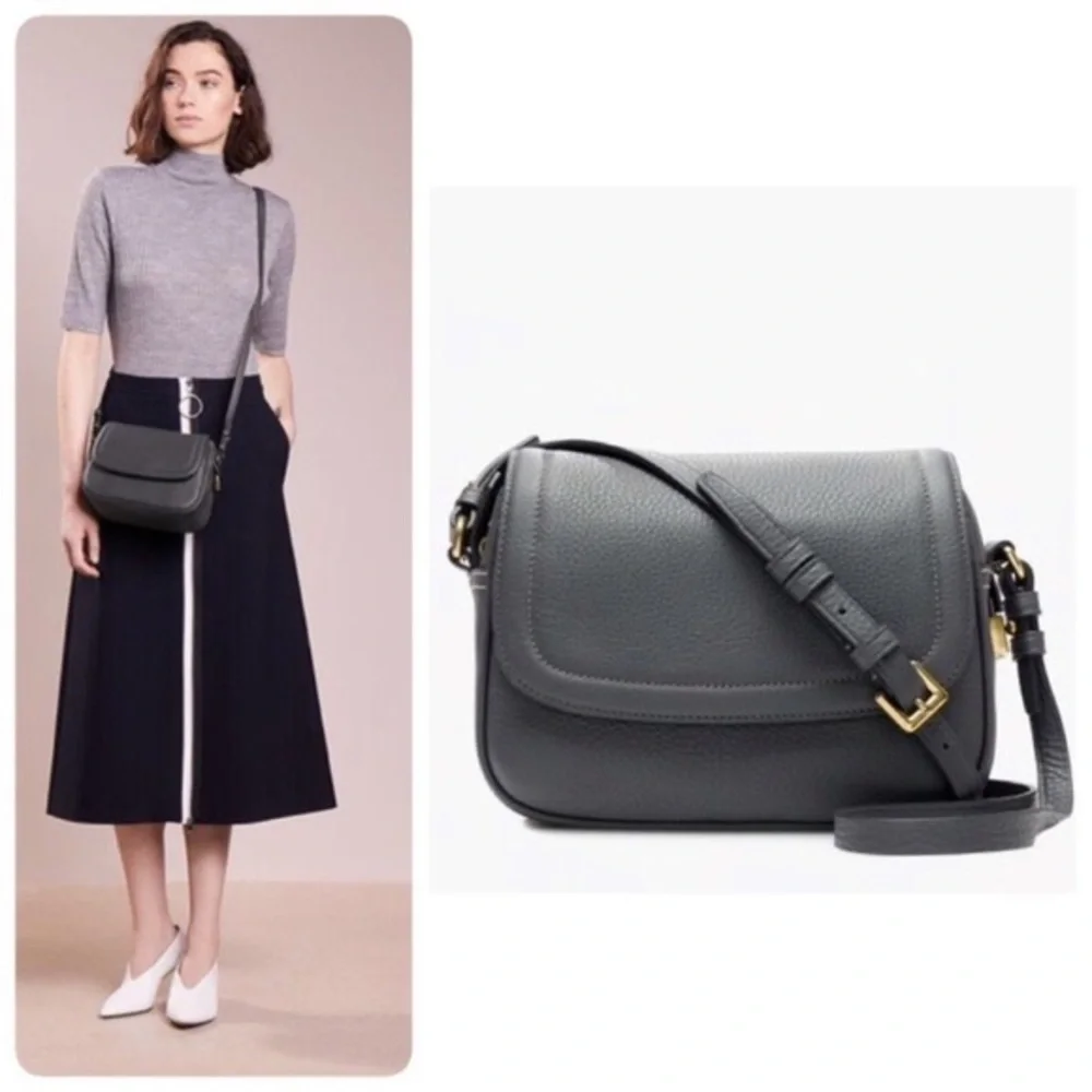 J. Crew Signet Flap Leather Crossbody Bag